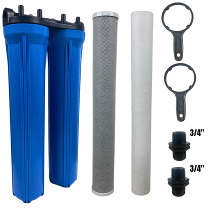 20” Dual Water Filter Housing Set – Standard Cartridge, 1” BSP, with Spanners