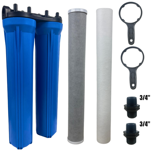 20” Dual Water Filter Housing Set – Standard Cartridge, 1” BSP, with Spanners