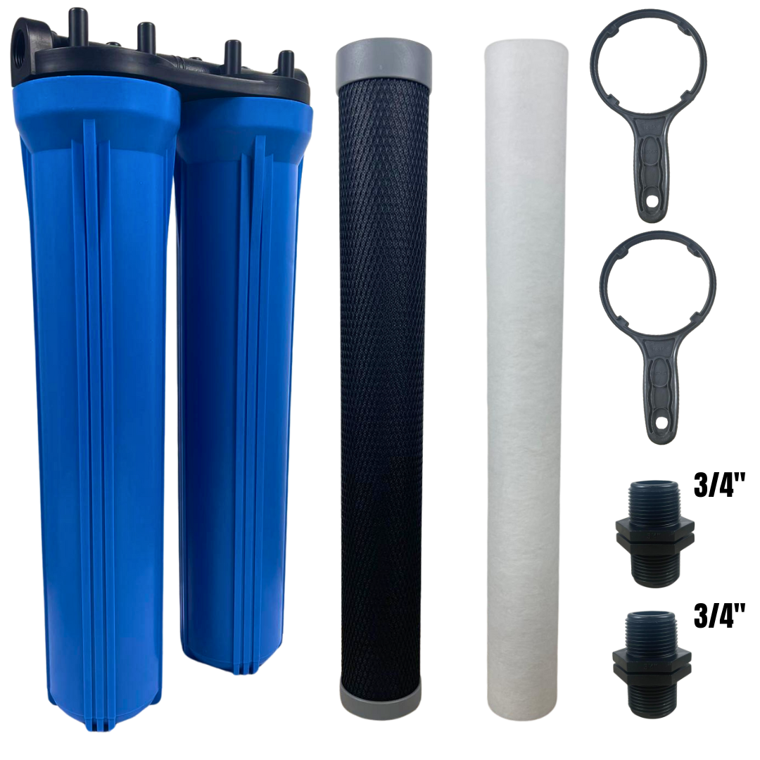 20” Dual Water Filter Housing Set – Standard Cartridge, 1” BSP, with Spanners