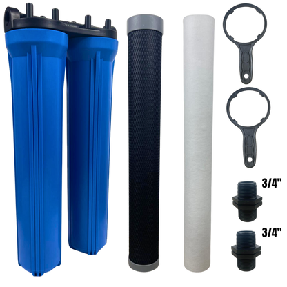 20” Dual Water Filter Housing Set – Standard Cartridge, 1” BSP, with Spanners